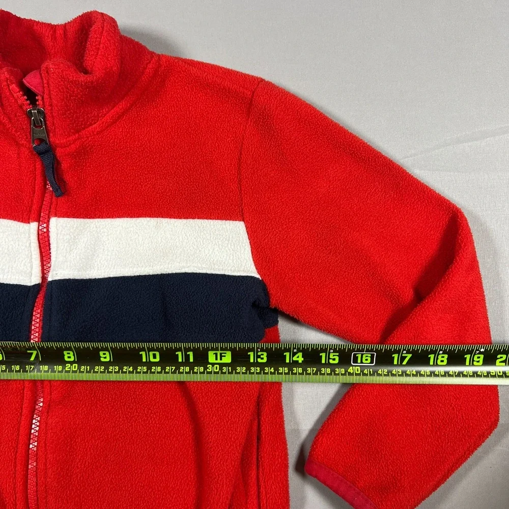 Vintage Tommy Hilfiger Fleece Jacket Kids 6 Red Global Stripe Full Zip Winter